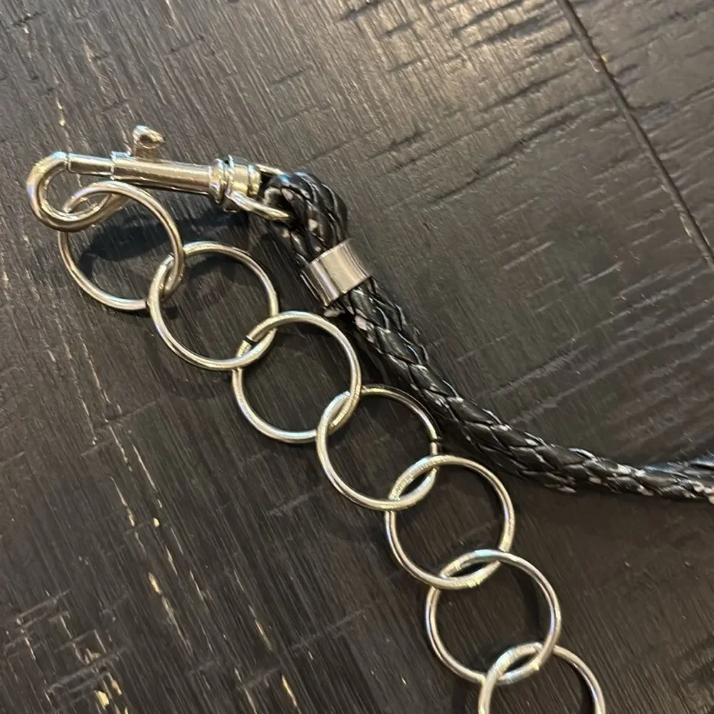 VINTAGE 80S METAL DISC WOVEN ROPE WAIST BELT Distressed Western Boho​